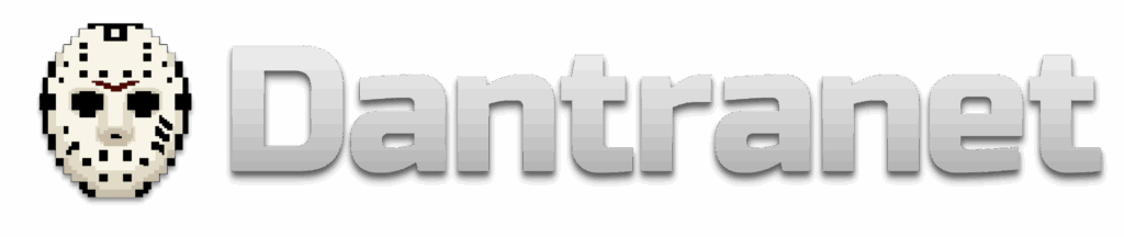 Dantranet logo and logotype with subtle drop shadow